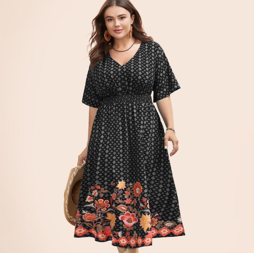 Bloomchic Floral Black Dress Plus Size